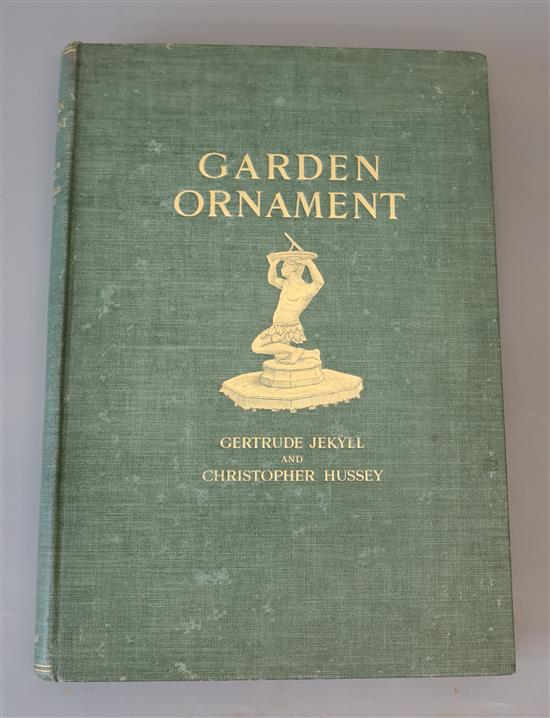 Jekyll, Gertrude and Hussey, Christopher - Garden Ornament, 2nd edition (revised), many full page and other photo illustrations, gilt p